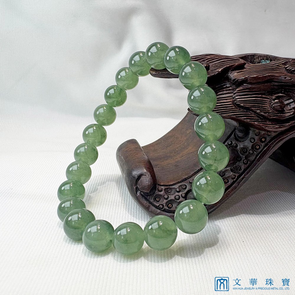 翡翠翠圓湖綠玉珠手鍊 8-9mm