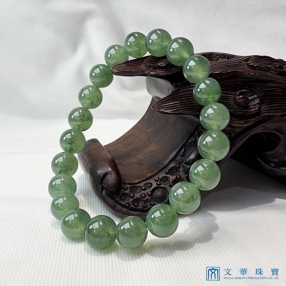 翡翠翠圓湖綠玉珠手鍊 8-9mm