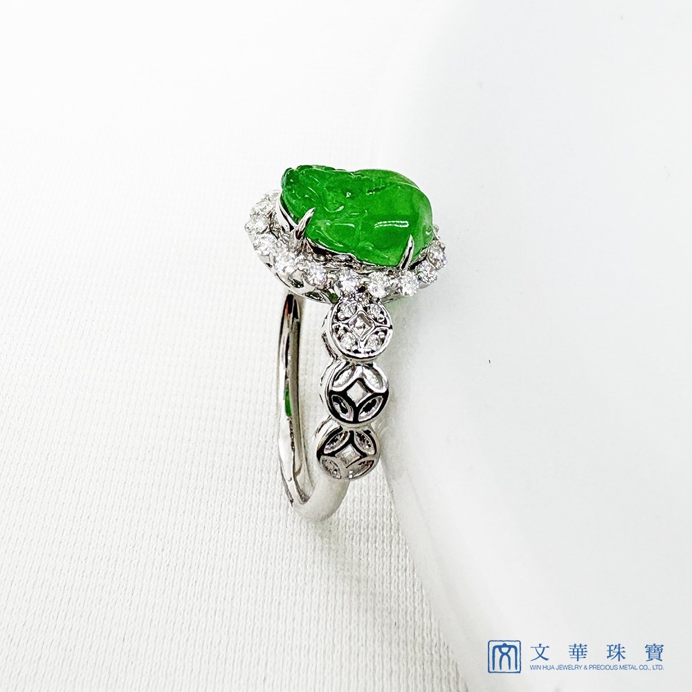 翡翠貔貅招財鑽戒 國際圍10號