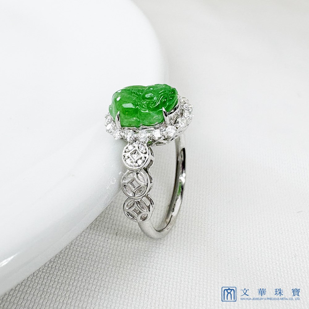 翡翠貔貅招財鑽戒 國際圍10號