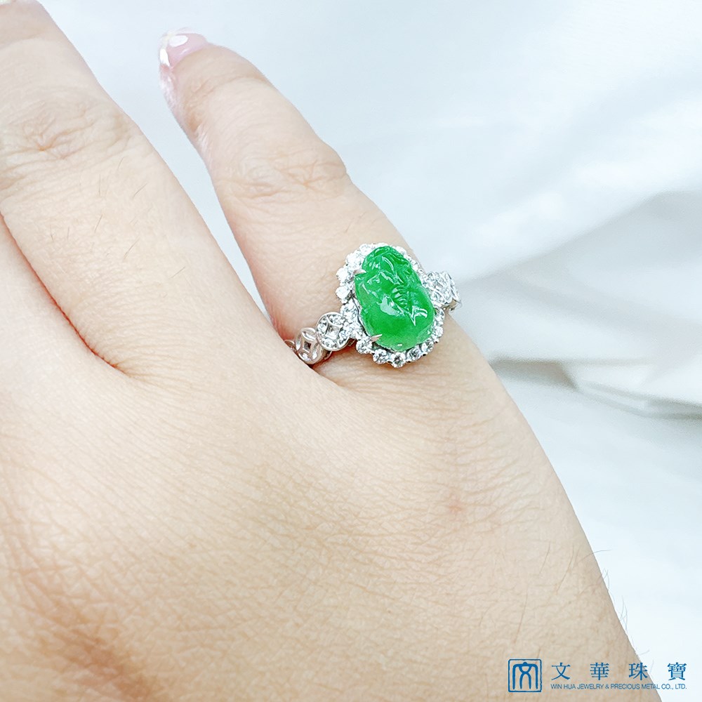 翡翠貔貅招財鑽戒 國際圍10號