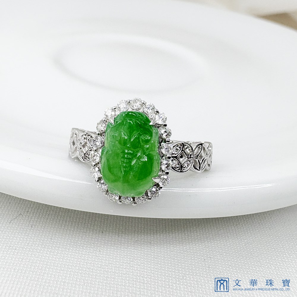 翡翠貔貅招財鑽戒 國際圍10號