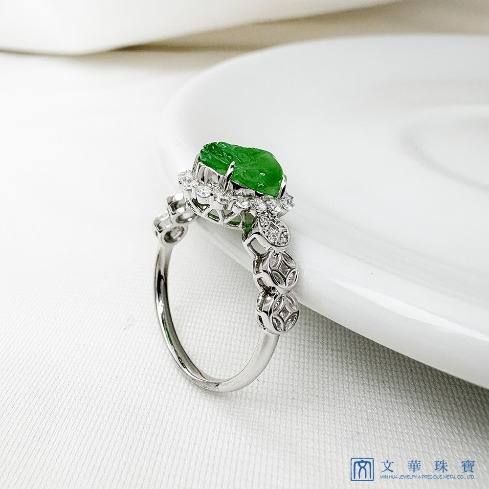 翡翠貔貅招財鑽戒 國際圍10號