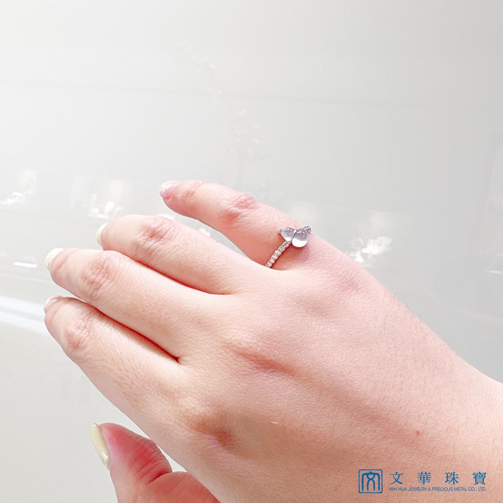 翡翠玻璃種葫蘆鑽戒 國際圍10號(已售出)