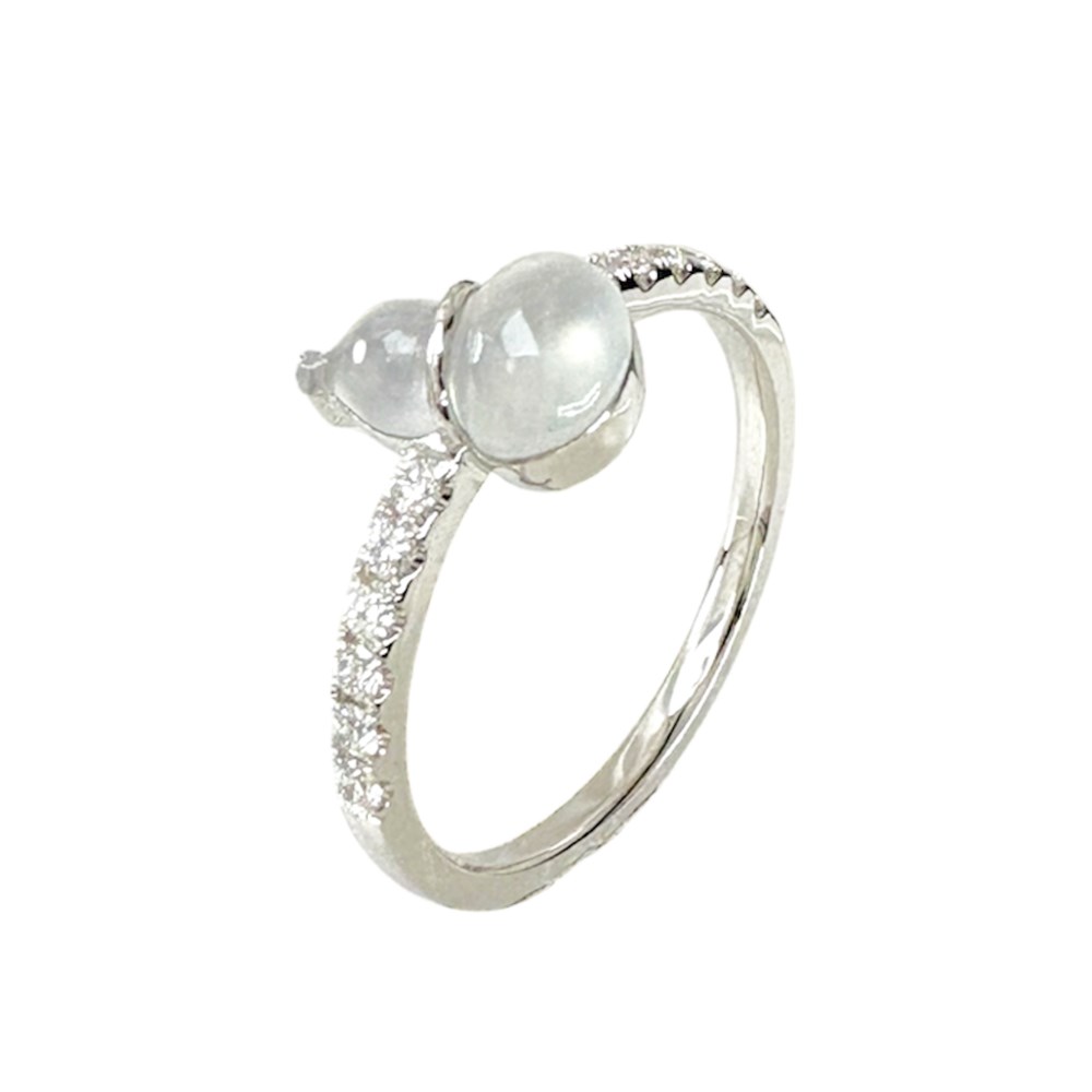 翡翠玻璃種葫蘆鑽戒 國際圍10號(已售出)