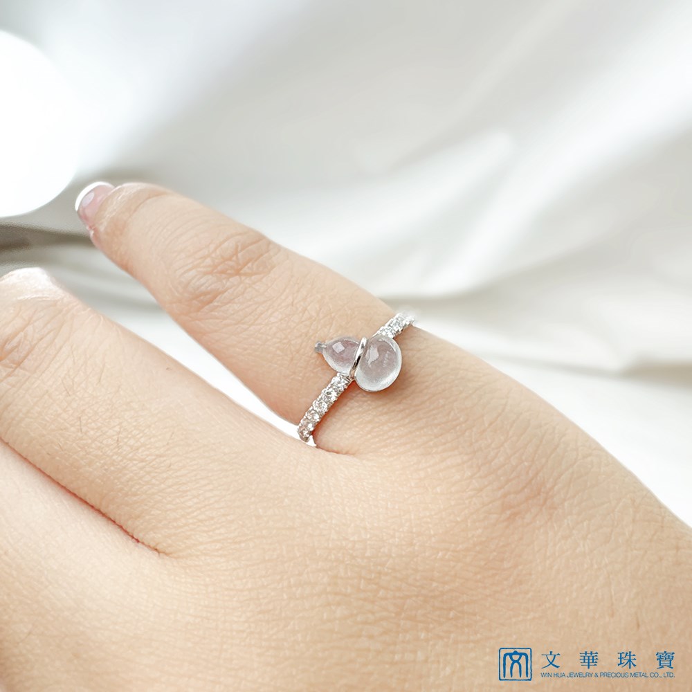 翡翠玻璃種葫蘆鑽戒 國際圍10號(已售出)