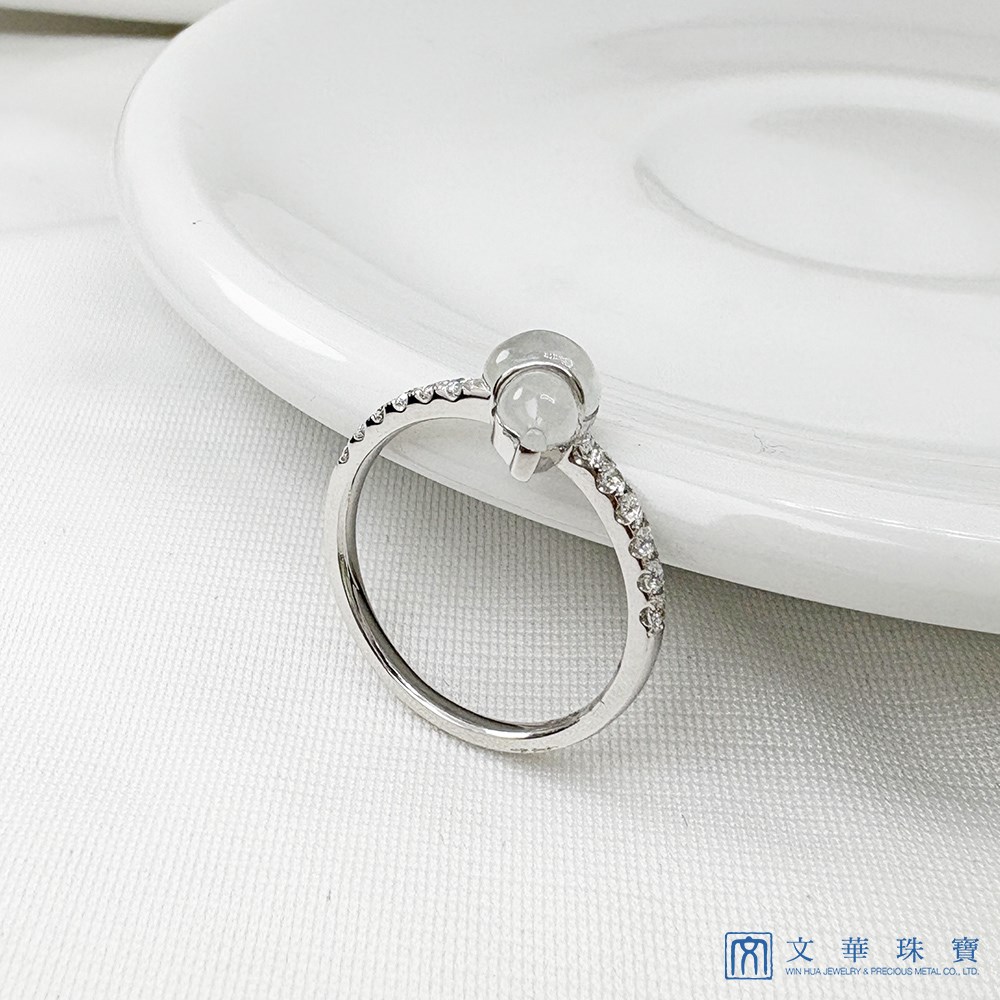 翡翠玻璃種葫蘆鑽戒 國際圍10號(已售出)