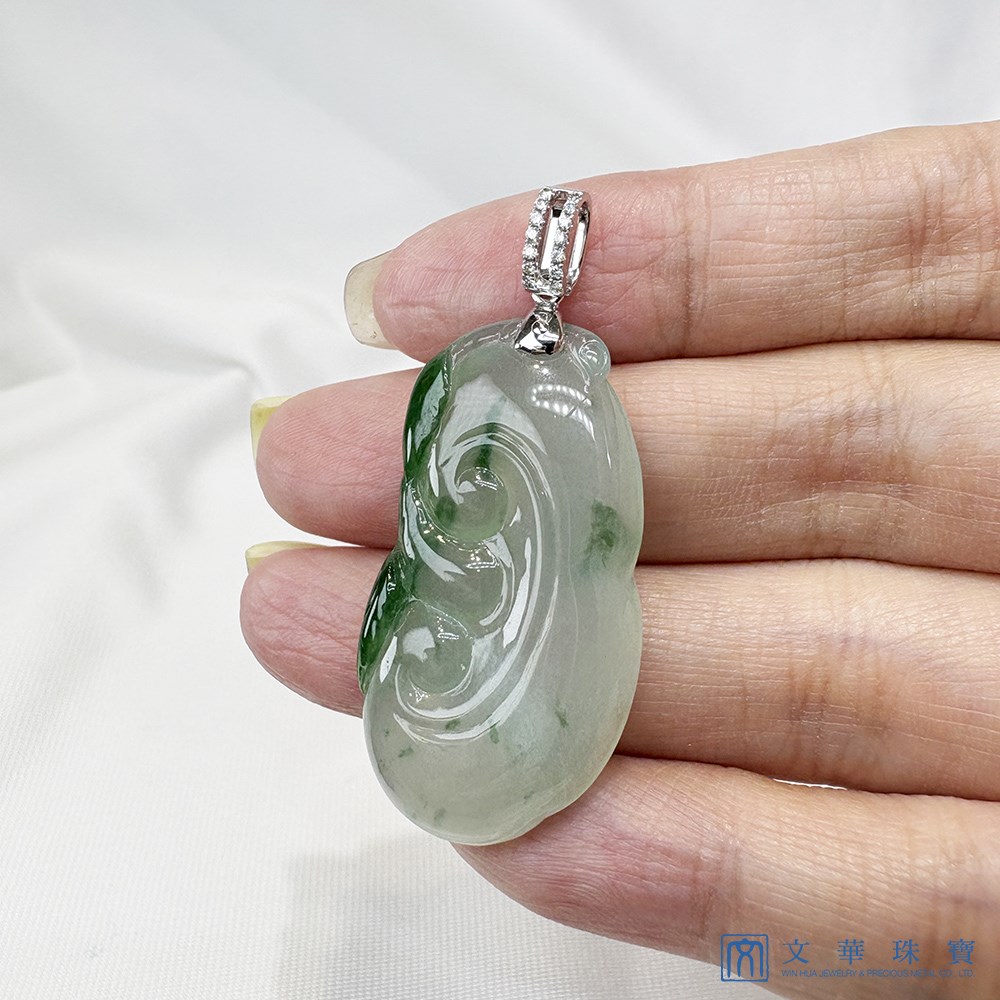 冰種飄綠如意翡翠玉墜