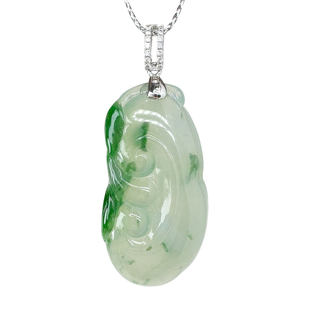 冰種飄綠如意翡翠玉墜