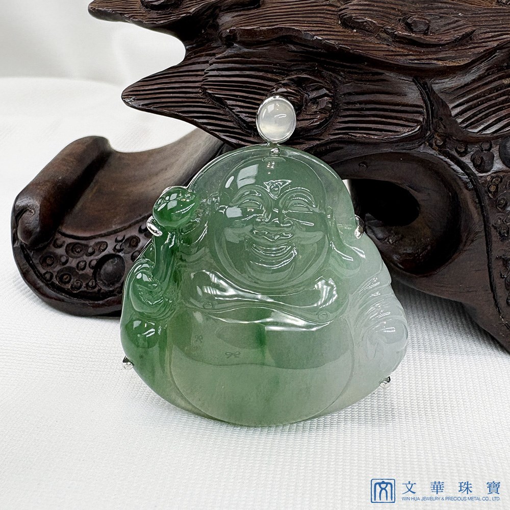 翡翠雙綠如意佛公玉墜