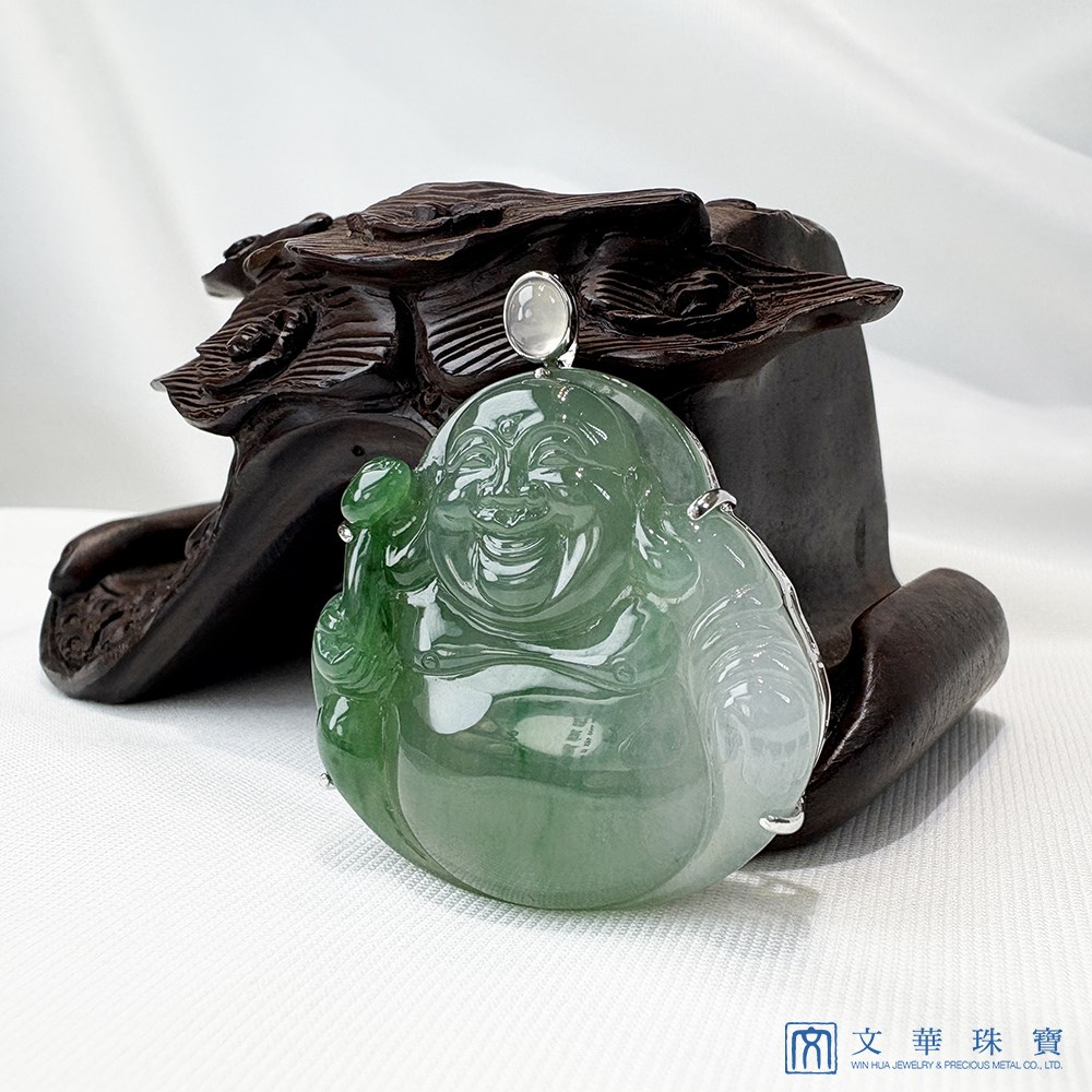 翡翠雙綠如意佛公玉墜