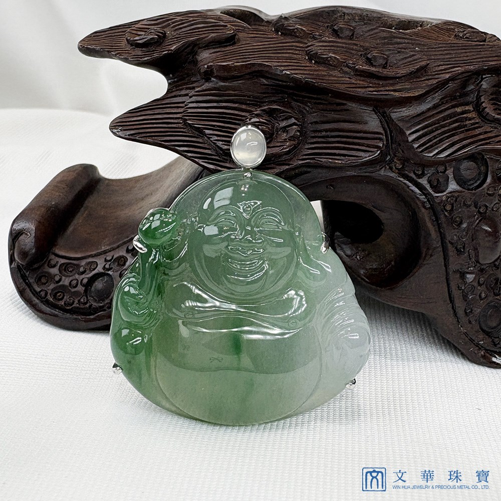 翡翠雙綠如意佛公玉墜