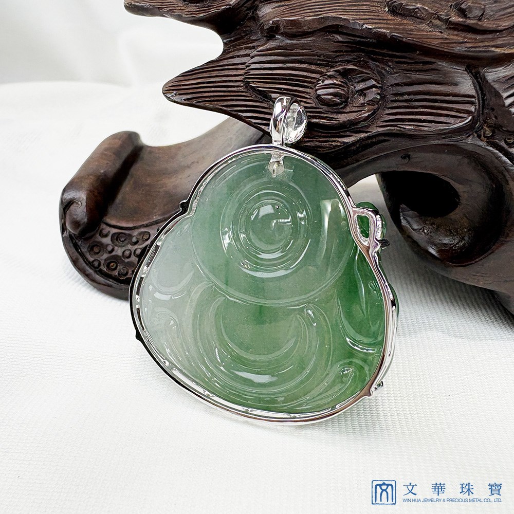 翡翠雙綠如意佛公玉墜