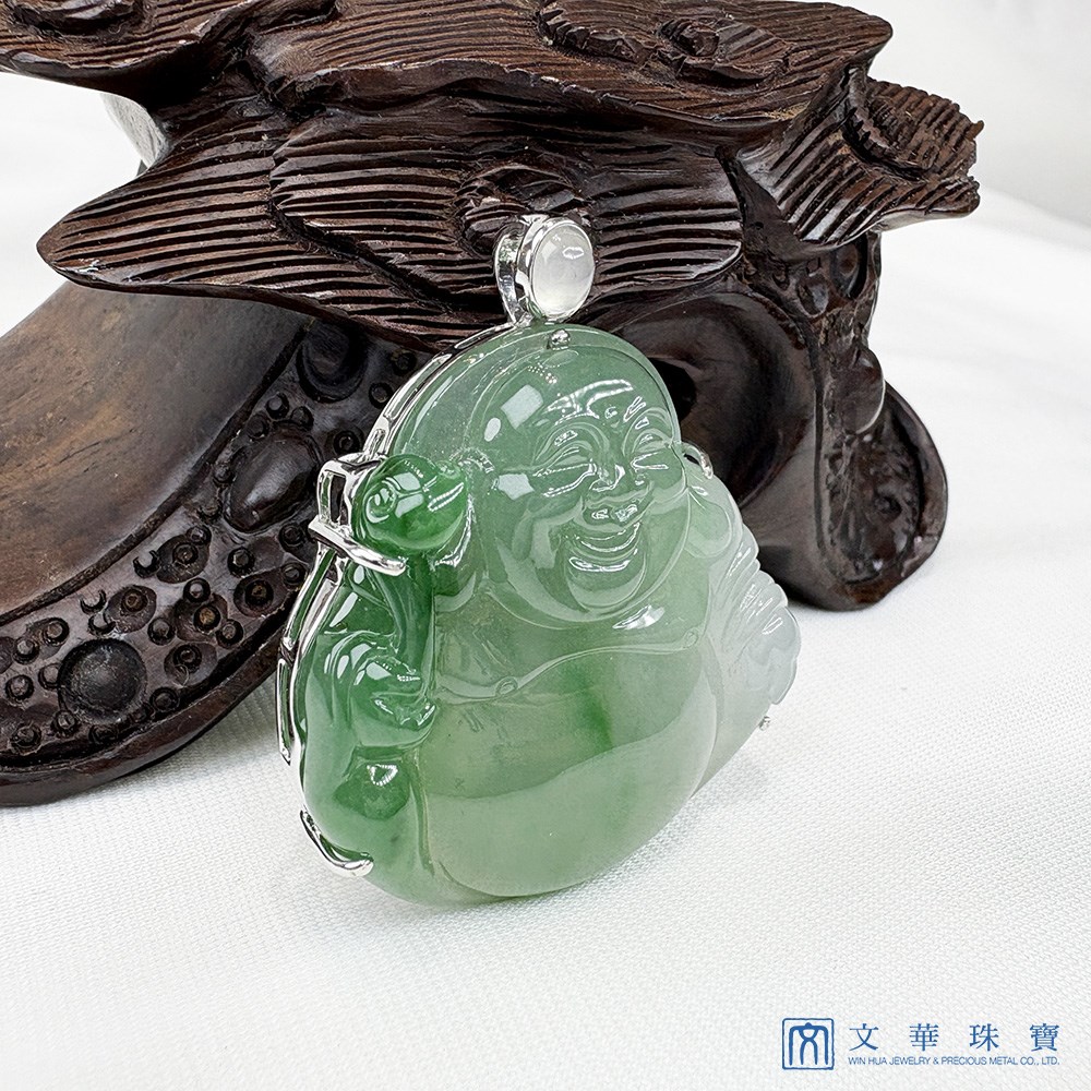 翡翠雙綠如意佛公玉墜