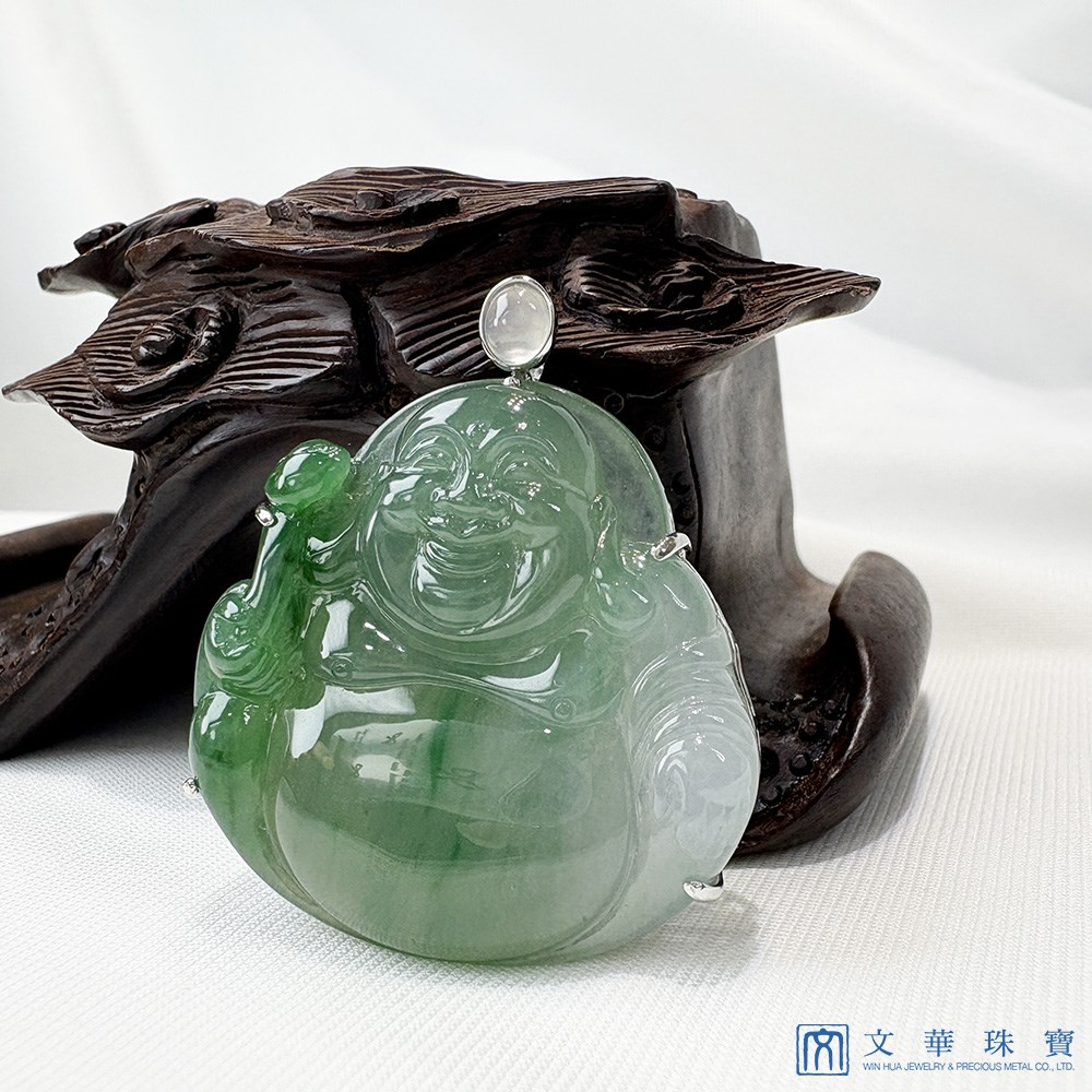 翡翠雙綠如意佛公玉墜