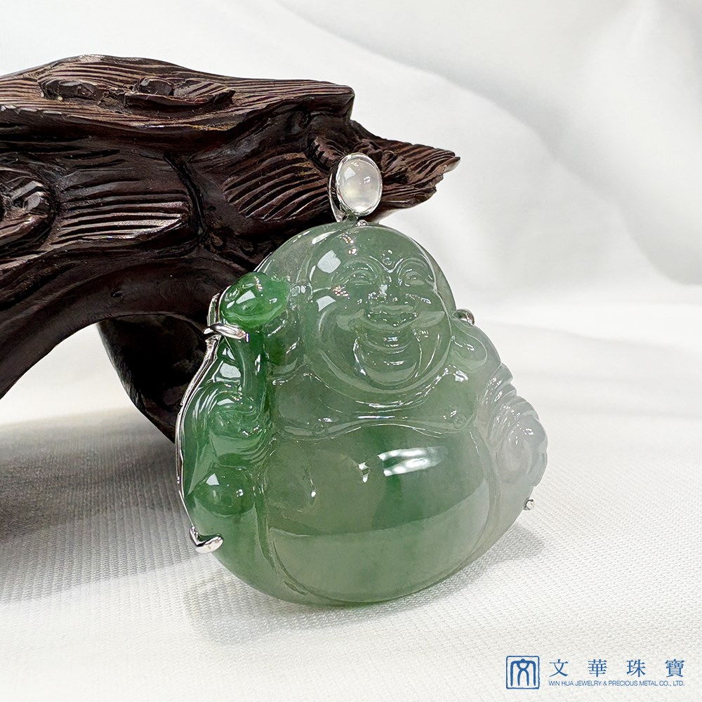 翡翠雙綠如意佛公玉墜
