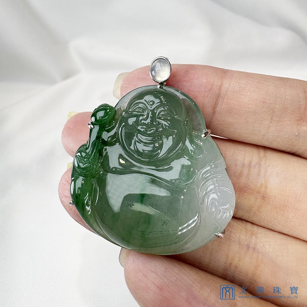 翡翠雙綠如意佛公玉墜