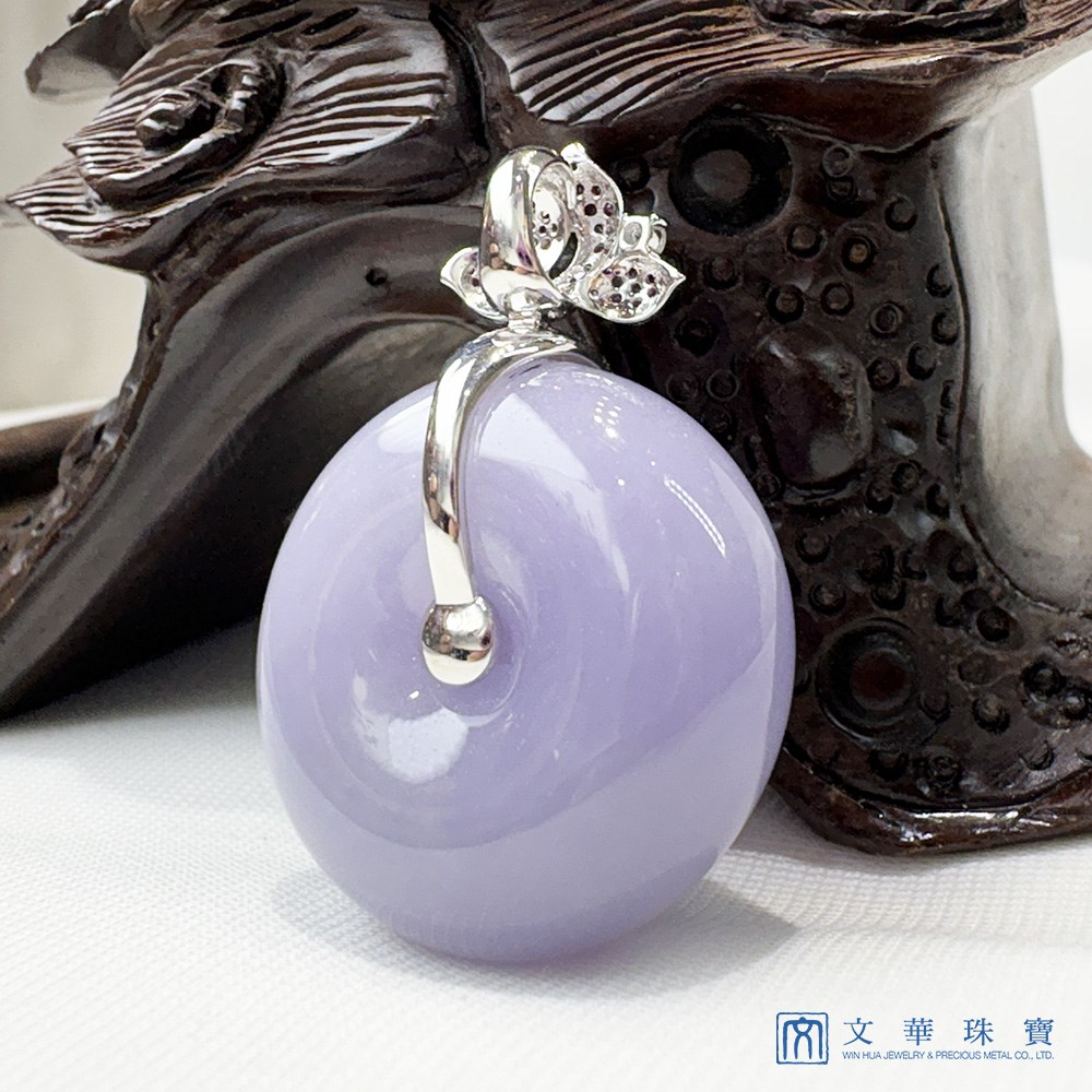 紫羅蘭蓮花平安扣翡翠玉墜