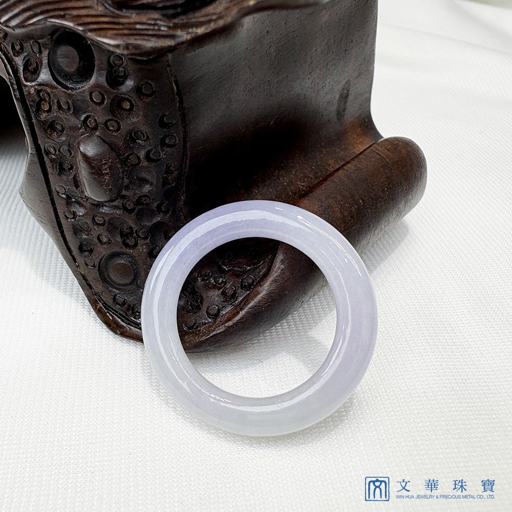 淡紫漸層圓骨翡翠玉戒 國際圍11號