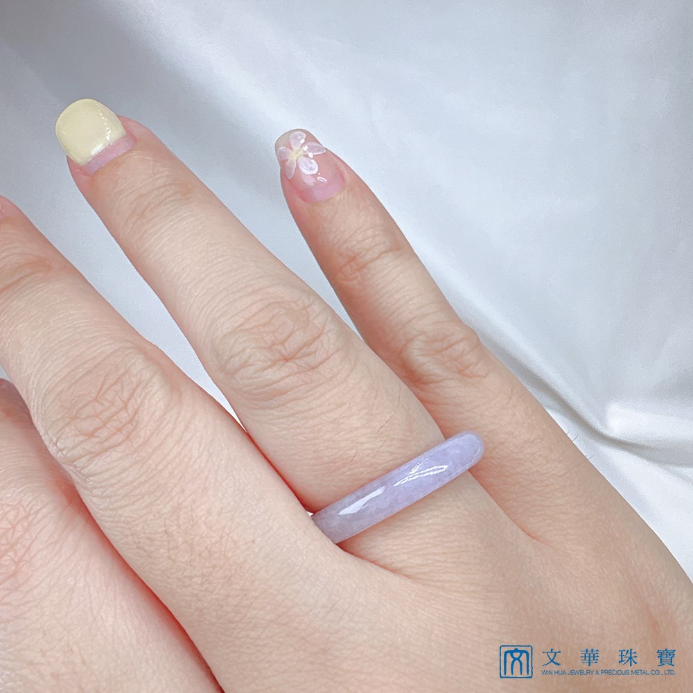 淡紫漸層圓骨翡翠玉戒 國際圍11號