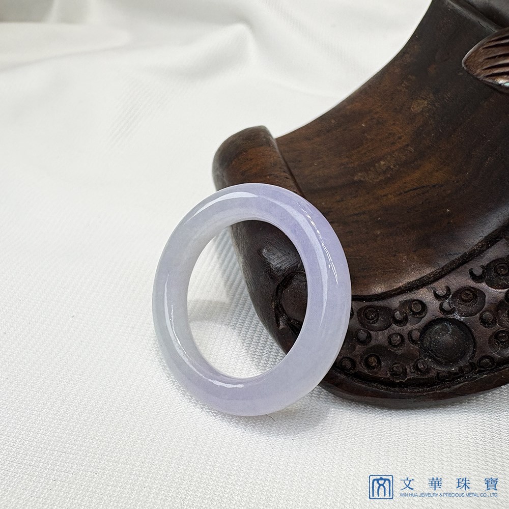 淡紫漸層圓骨翡翠玉戒 國際圍11號