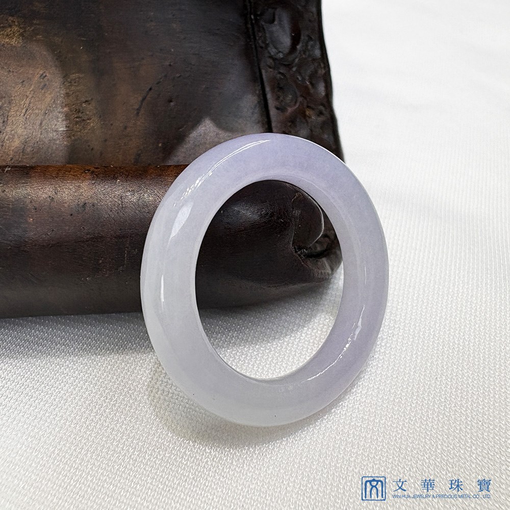淡紫漸層圓骨翡翠玉戒 國際圍11號