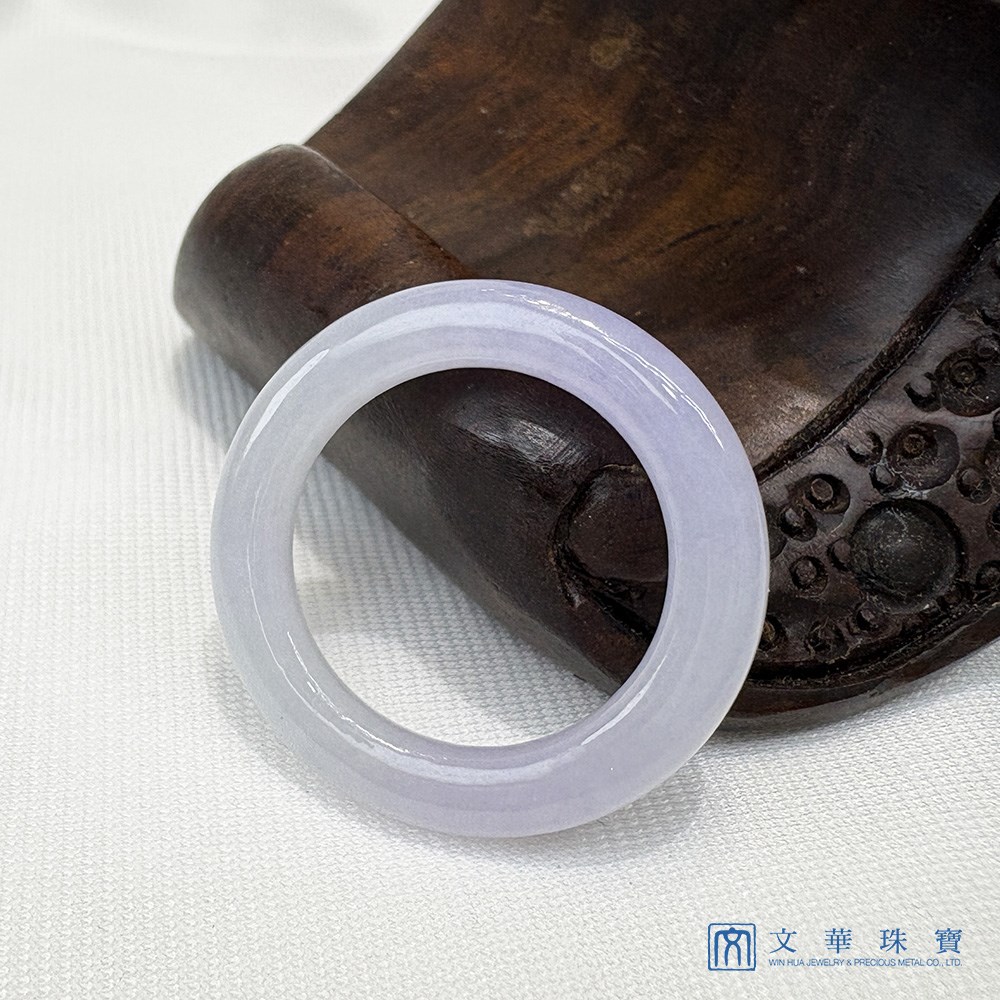 淡紫漸層圓骨翡翠玉戒 國際圍11號