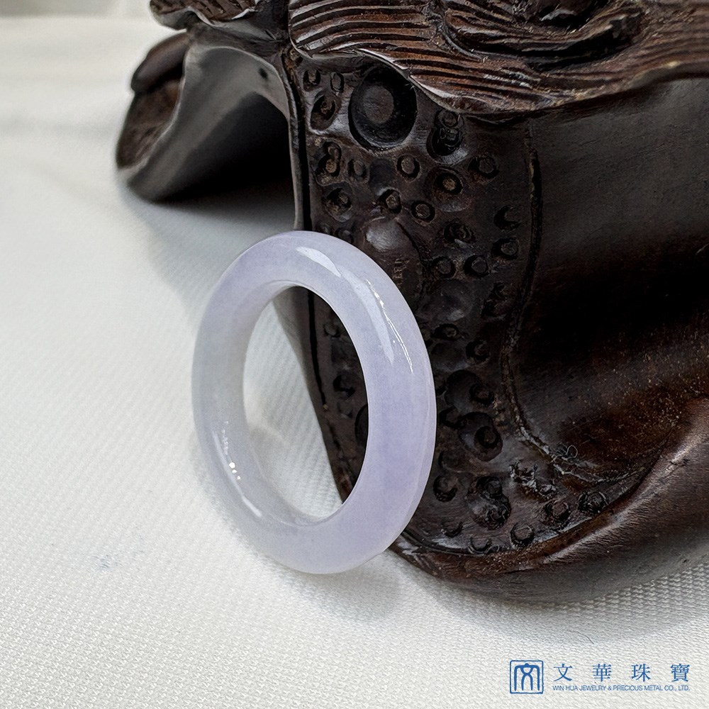 淡紫漸層圓骨翡翠玉戒 國際圍11號