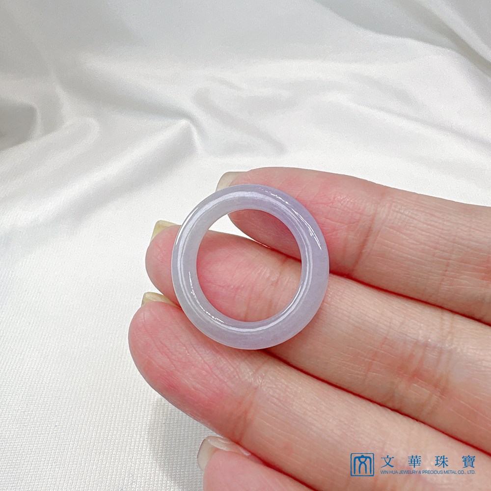 淡紫漸層圓骨翡翠玉戒 國際圍11號