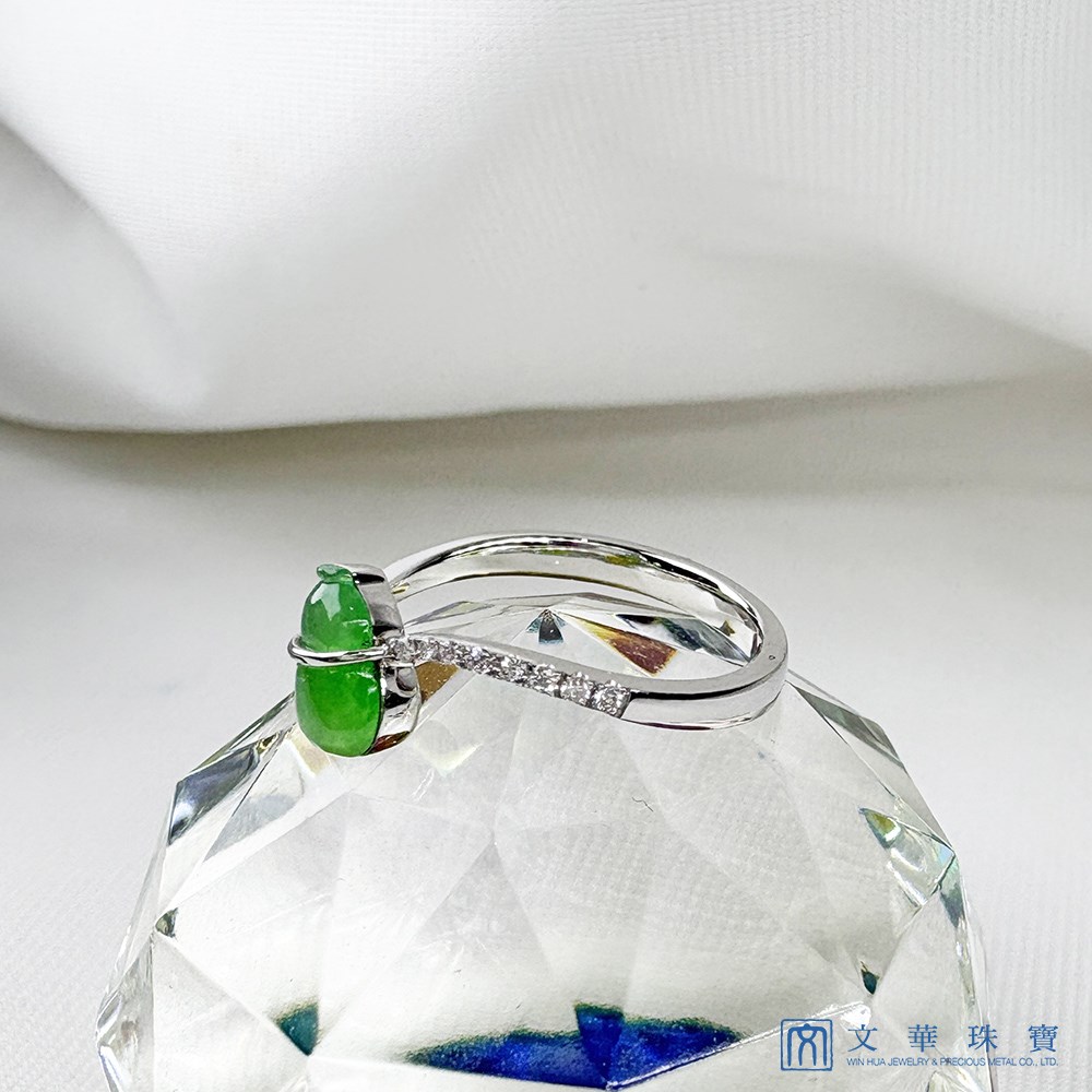 翡翠冰綠葫蘆鑽戒 國際圍10號