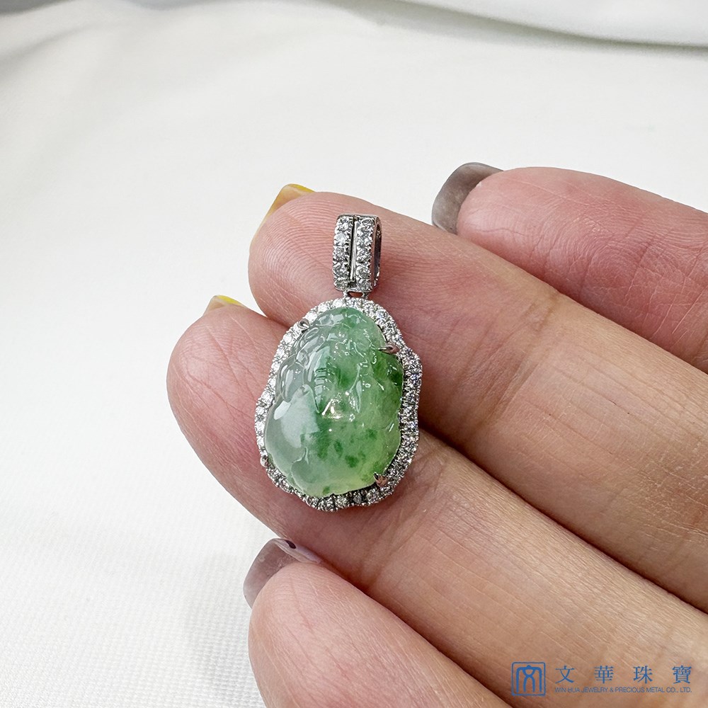 翡翠聚寶貔貅鑽墜 