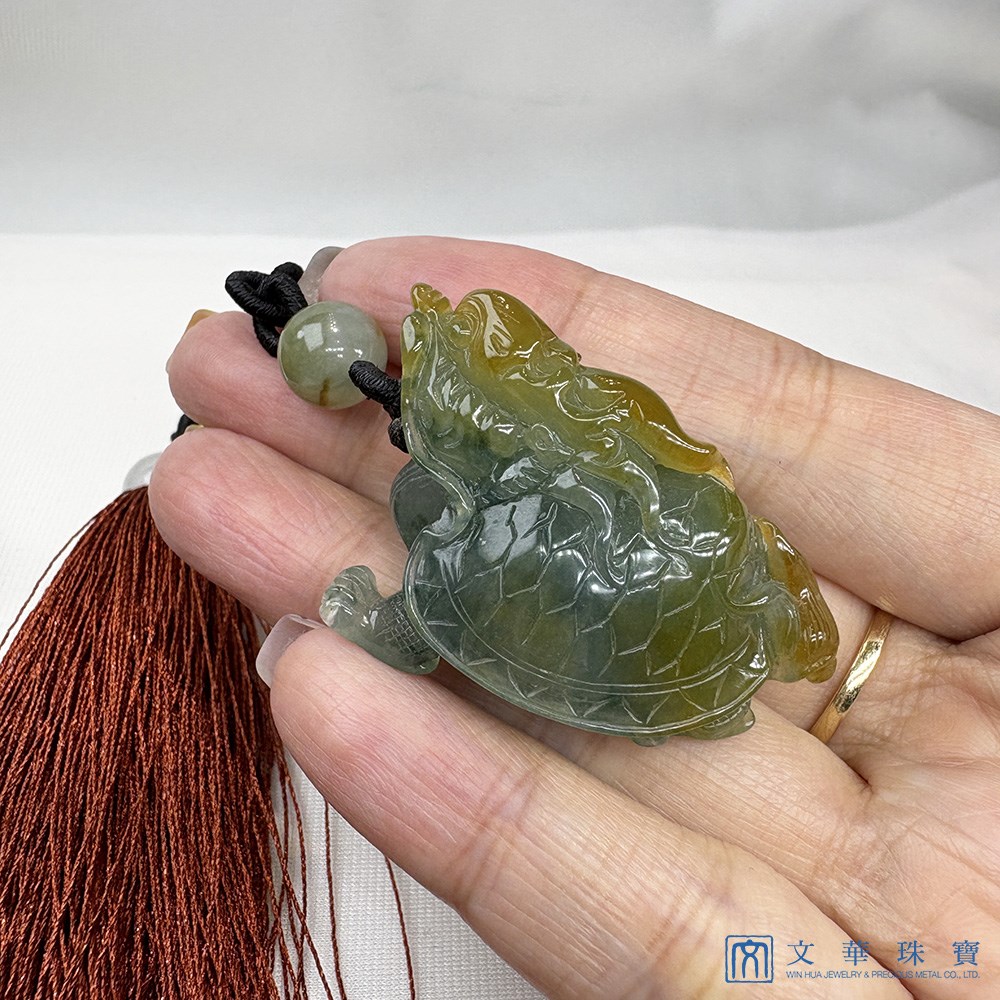 翡翠福壽雙全黃綠龍龜(已售出)