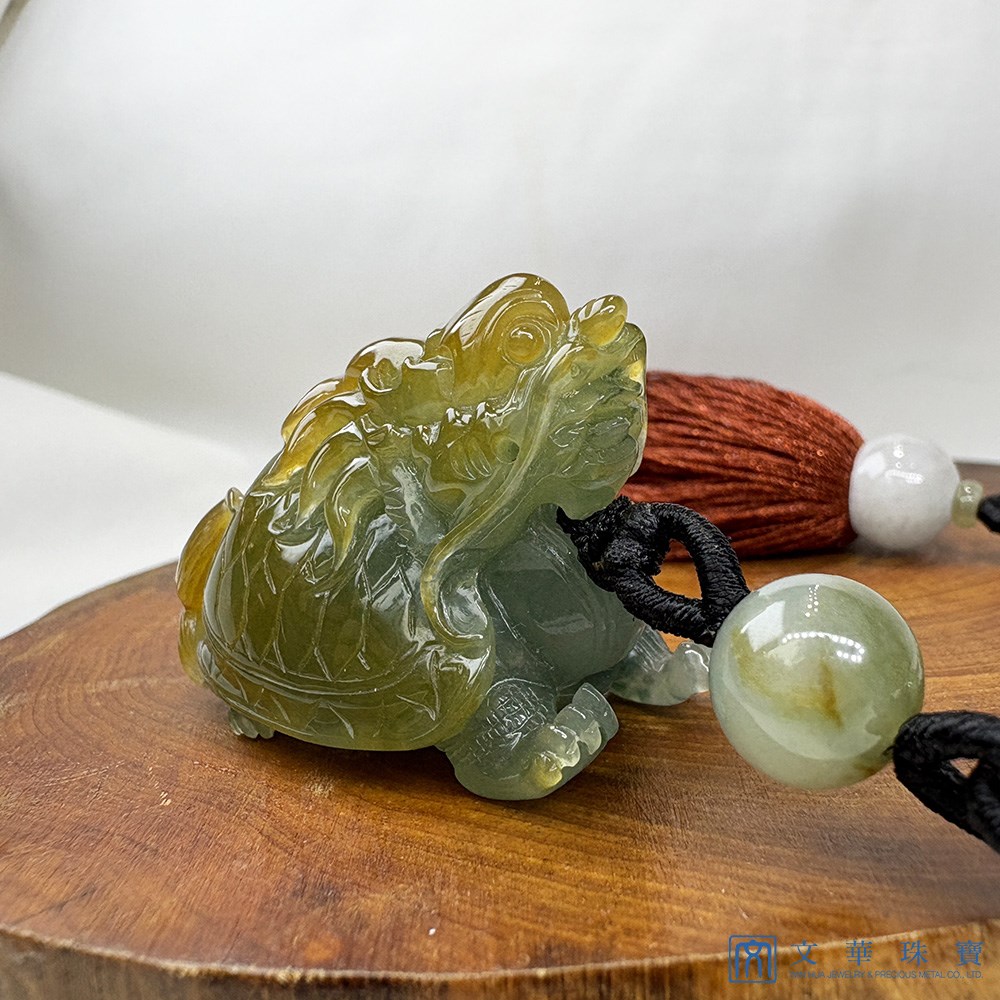 翡翠福壽雙全黃綠龍龜(已售出)