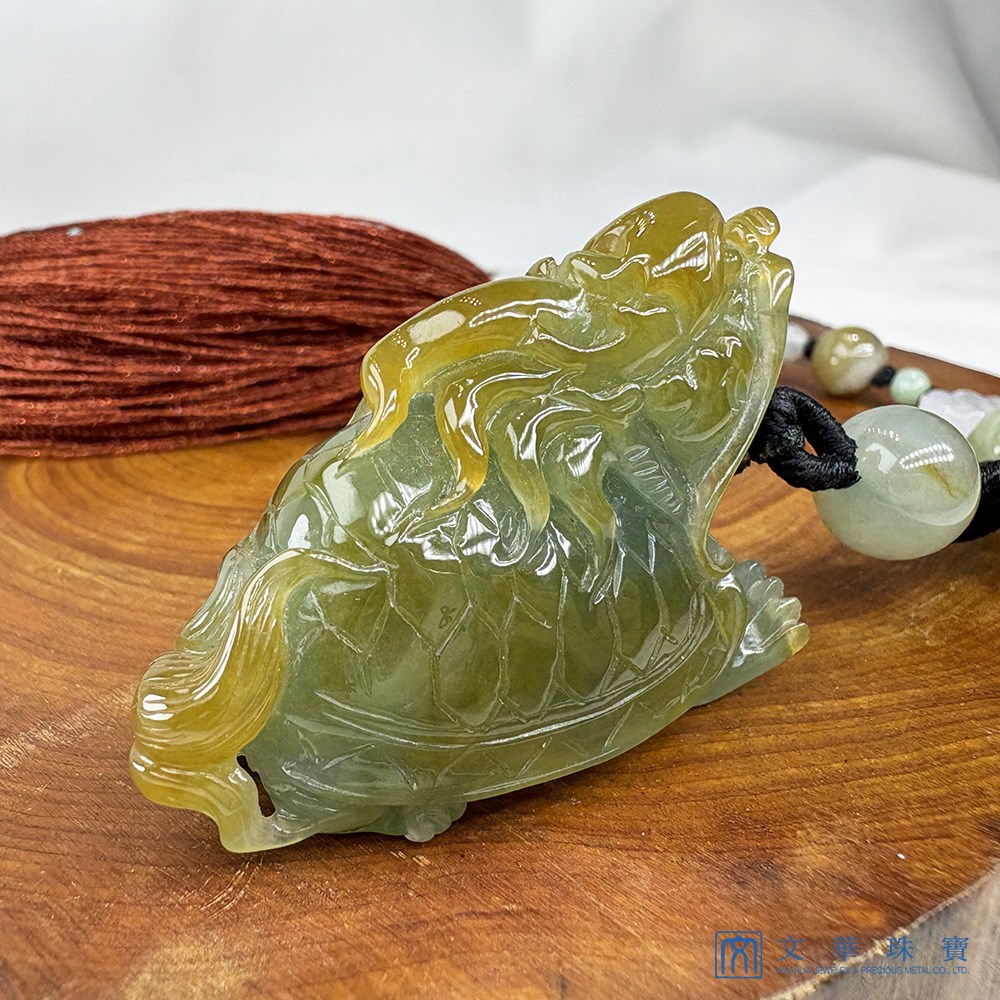 翡翠福壽雙全黃綠龍龜(已售出)
