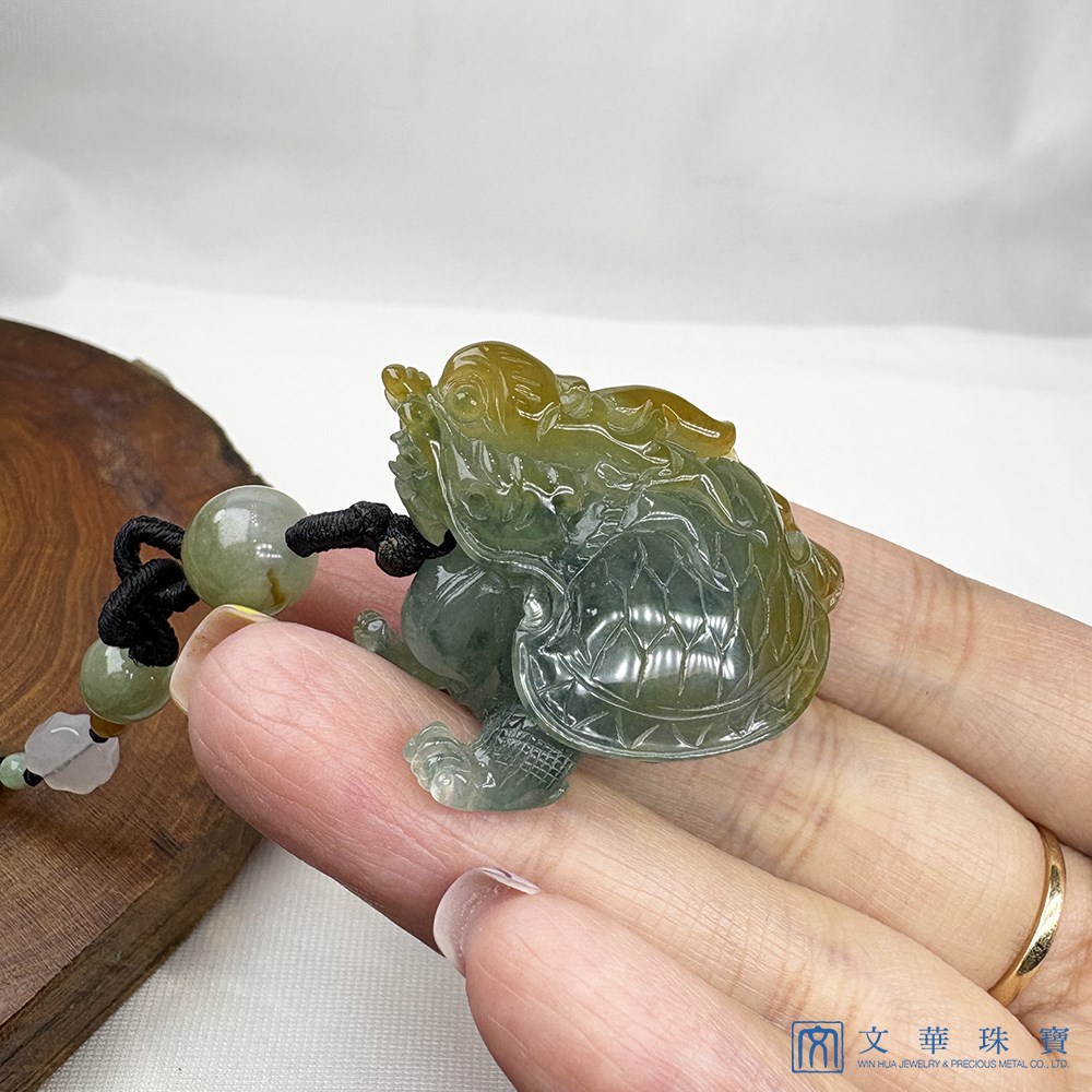 翡翠福壽雙全黃綠龍龜(已售出)