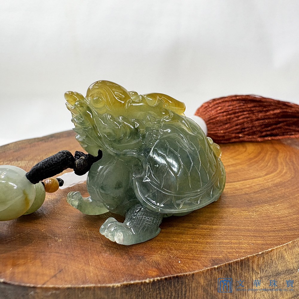 翡翠福壽雙全黃綠龍龜(已售出)