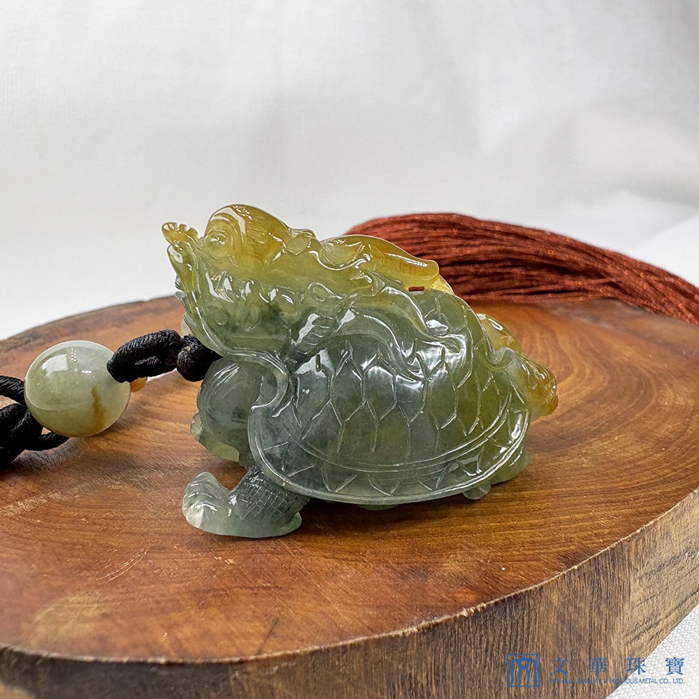 翡翠福壽雙全黃綠龍龜(已售出)
