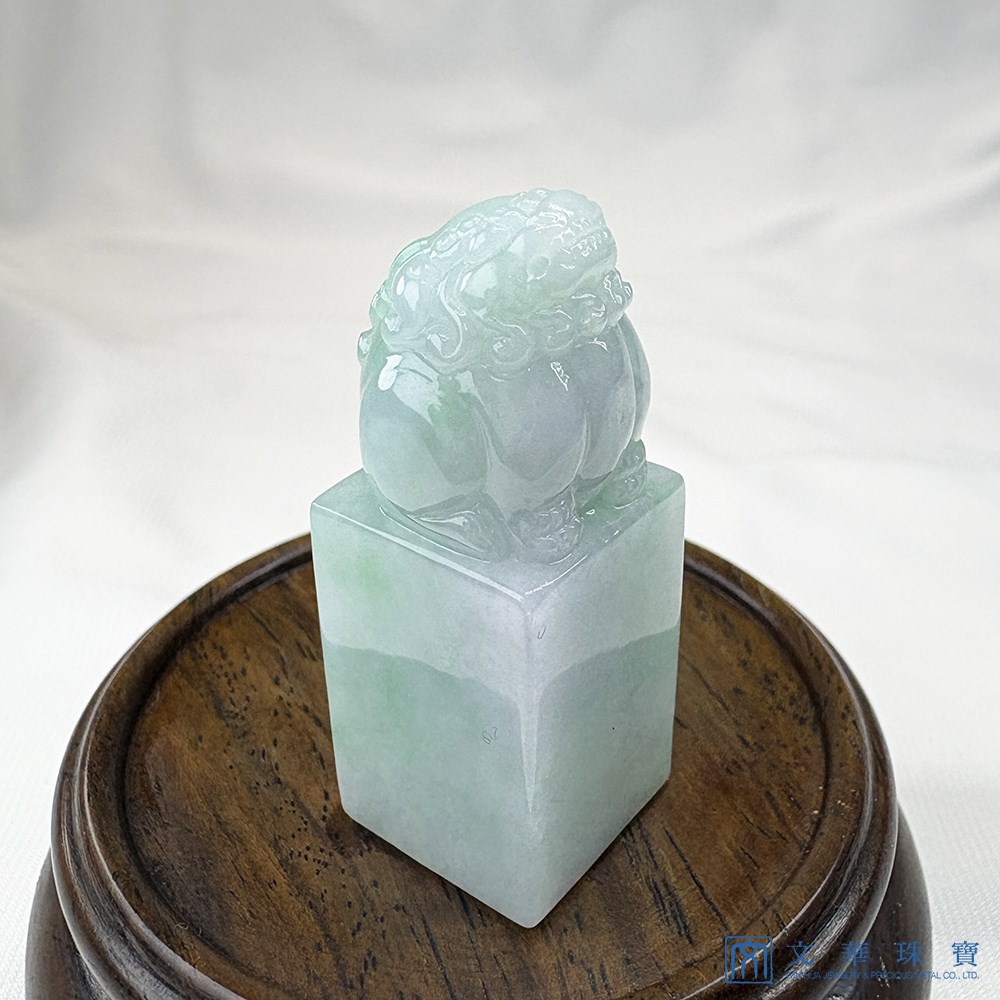 翡翠雪靈玉獅方印