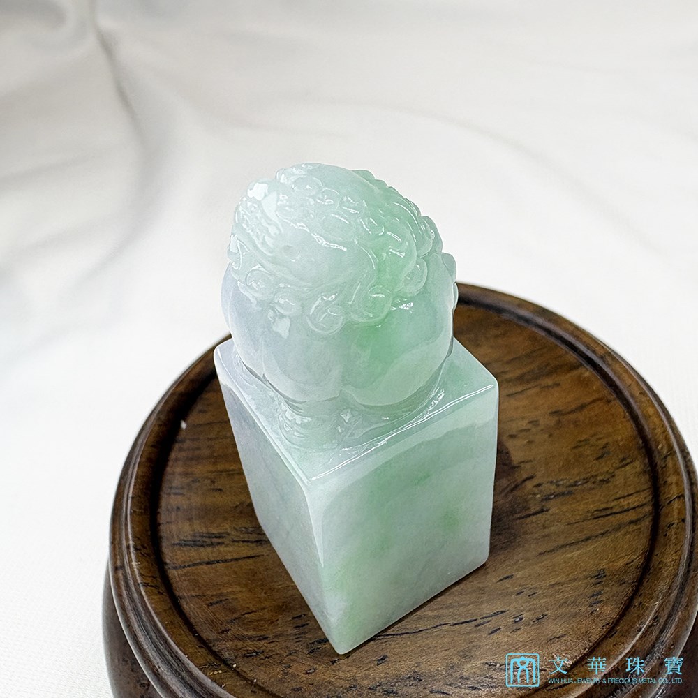 翡翠雪靈玉獅方印