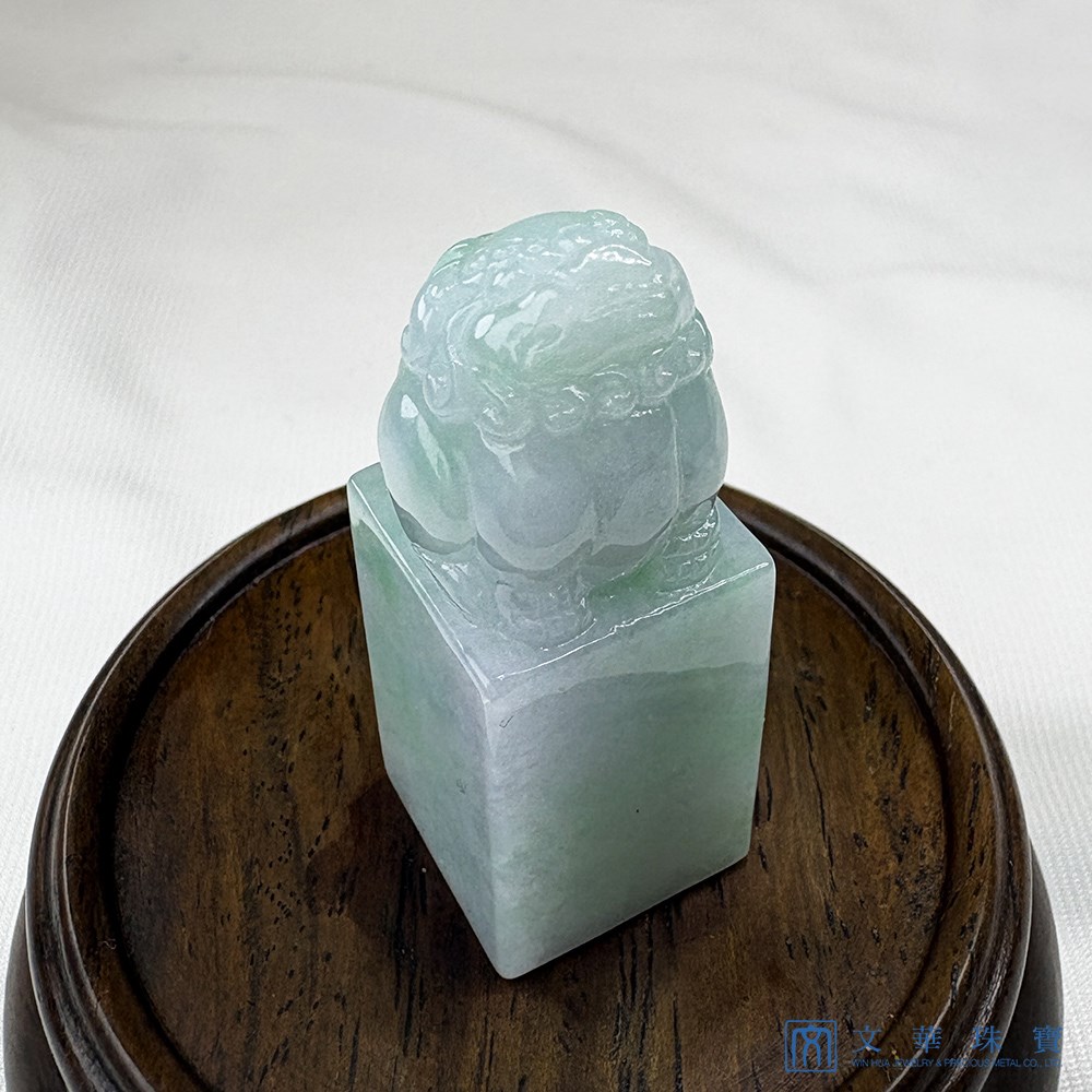 翡翠雪靈玉獅方印
