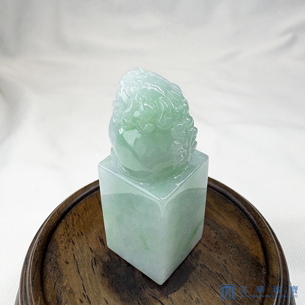翡翠雪靈玉獅方印