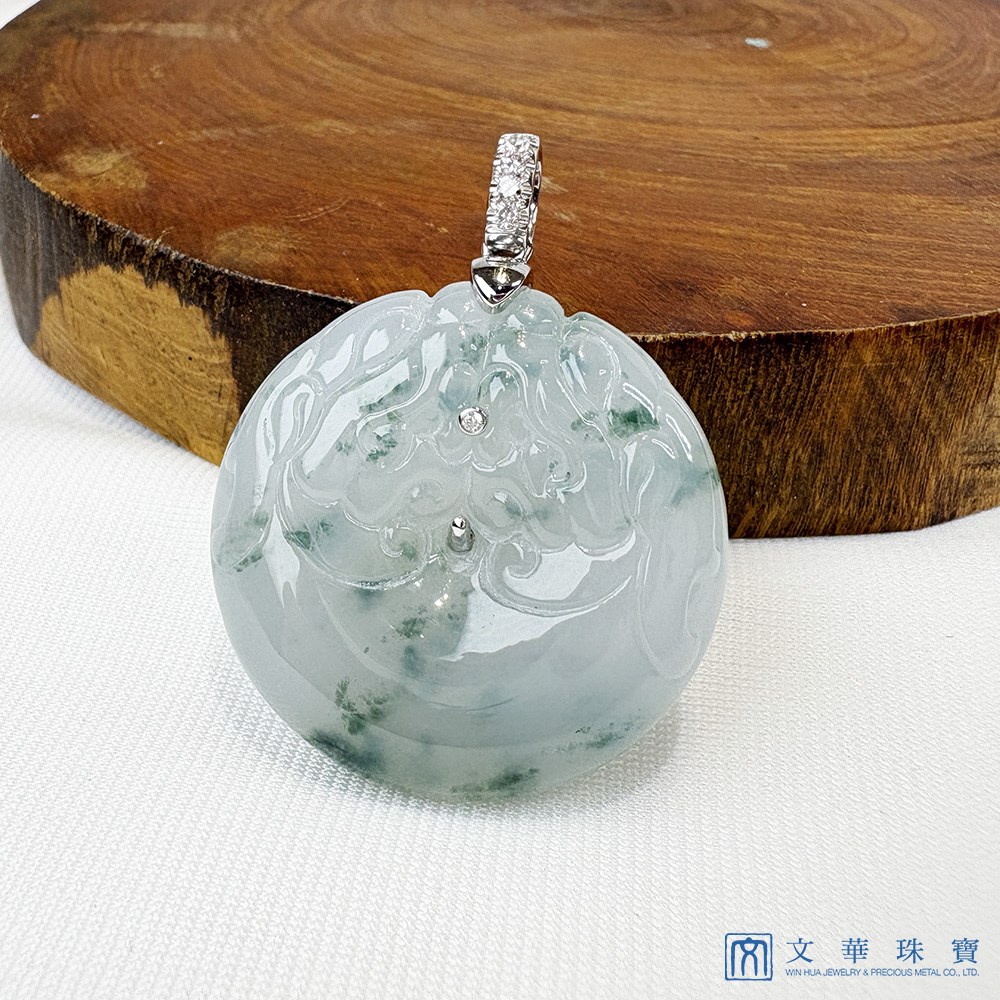 翡翠冰種飄蘭花龍紋平安扣