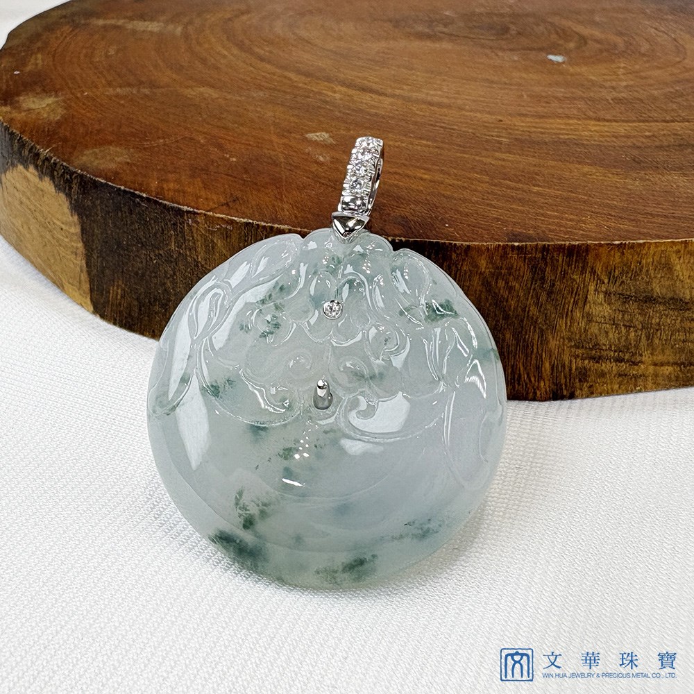 翡翠冰種飄蘭花龍紋平安扣