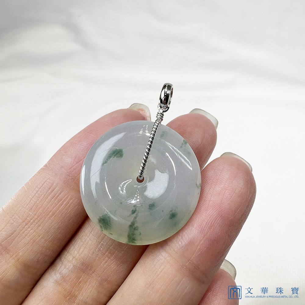 冰糯飄蘭花大平安扣翡翠玉墜 