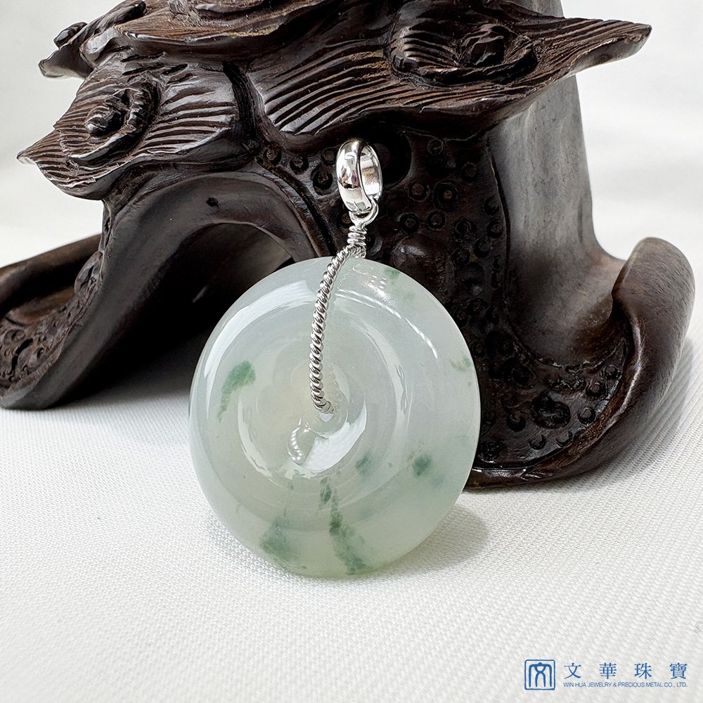 冰糯飄蘭花大平安扣翡翠玉墜 