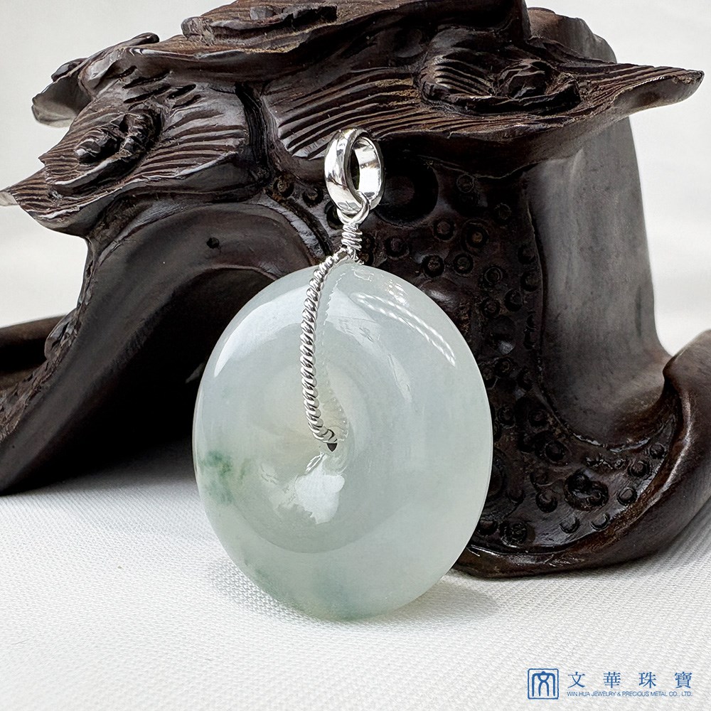 冰糯飄蘭花大平安扣翡翠玉墜 