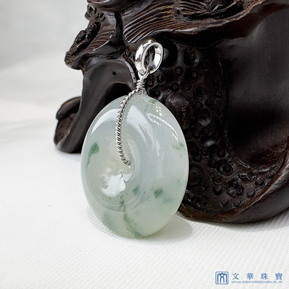 冰糯飄蘭花大平安扣翡翠玉墜 