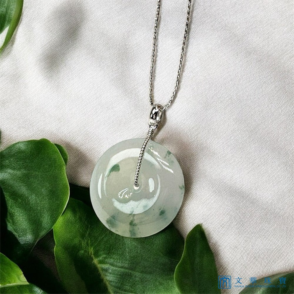 冰糯飄蘭花大平安扣翡翠玉墜 