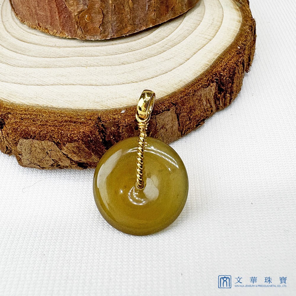 黃翡平安扣翡翠玉墜