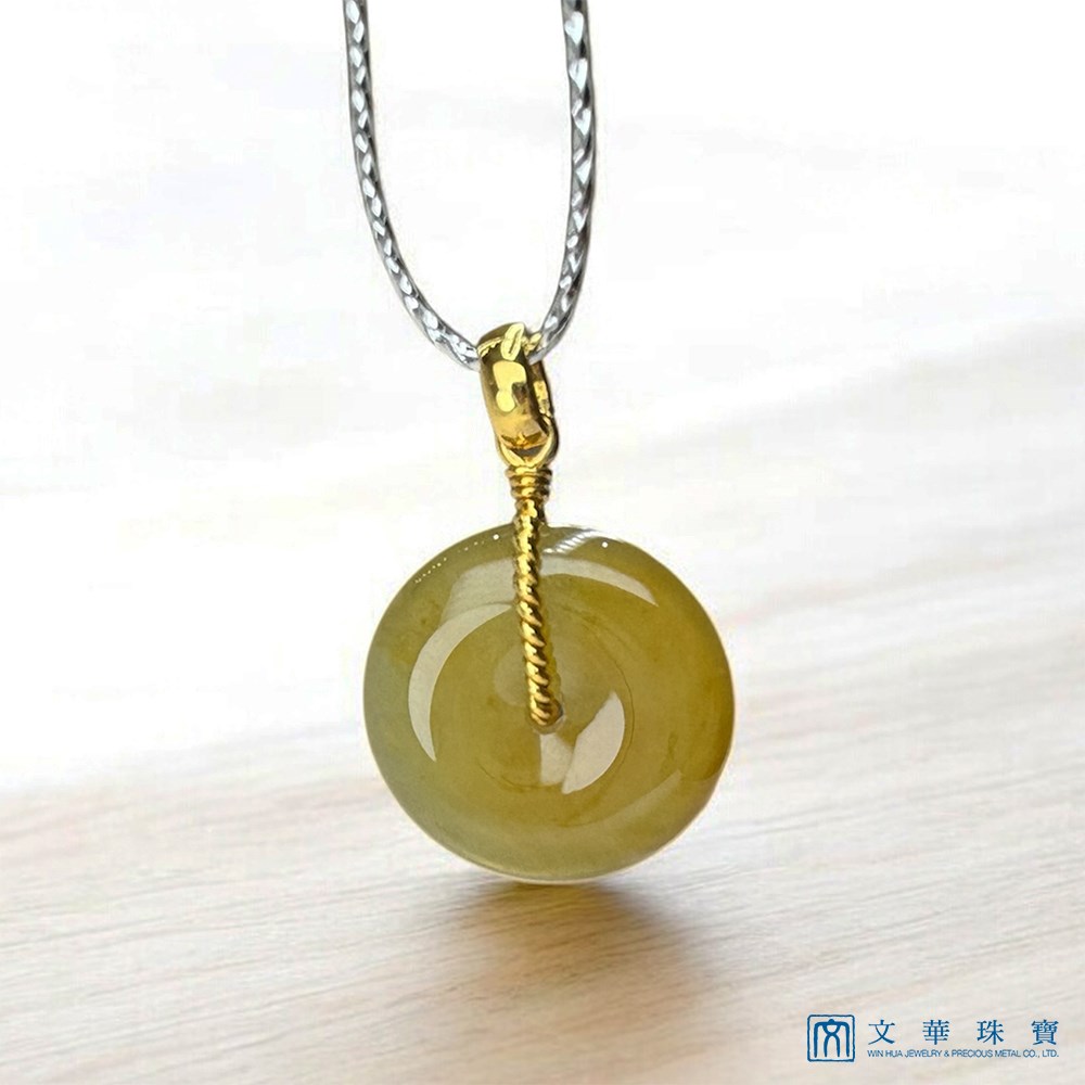 黃翡平安扣翡翠玉墜